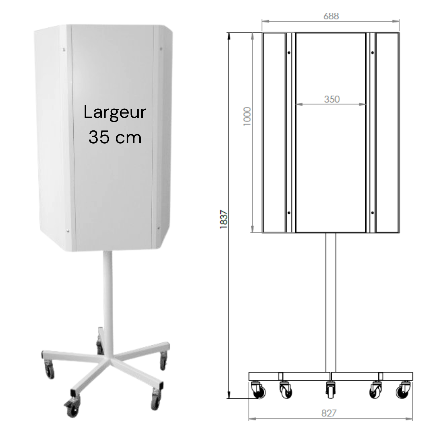 Panneau affichage totem 5faces largeur 35cm