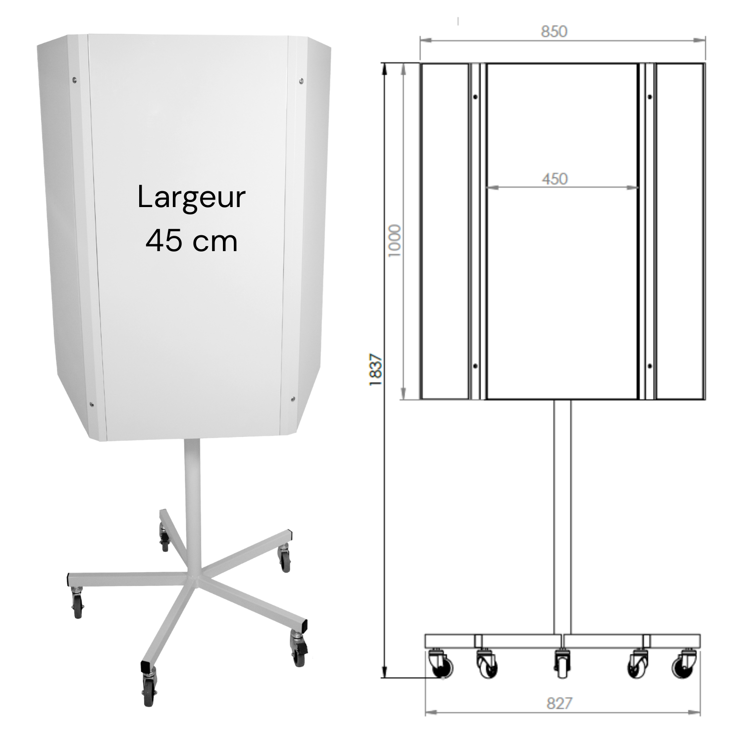 Panneau affichage totem 5faces largeur 45cm